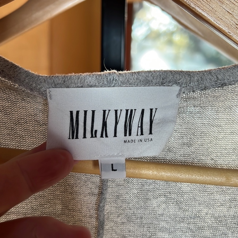 Milkyway Gray Space Dye Waterfall Cardigan Drape Open Front USA Size Large - Picture 3 of 6